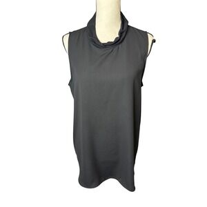 Simply Vera Vera Wang Womens Large Black Cowl Neck Sleeveless Blouse Back Zip